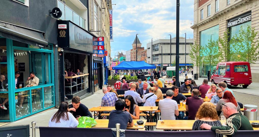 Historic Leeds street transformed with traffic-free space and outdoor dining